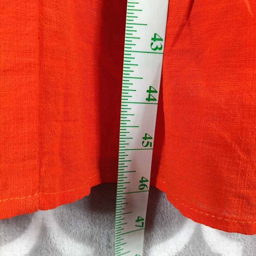 VOY Maxi Dress Women Small Pink Orange Abstract Print Puff Sleeve Colorblock - Picture 5 of 9